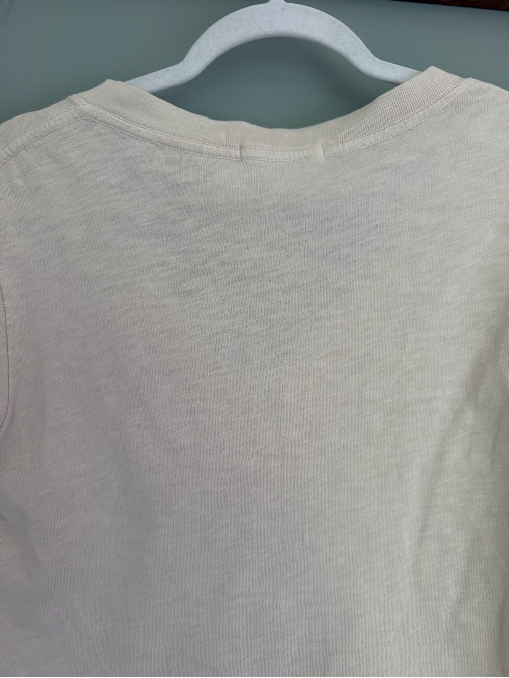 perfectwhitetee "Pearl" Cream 100% Cotton Cropped V-Neck Cap Short Sleeve Tee - Picture 10 of 15